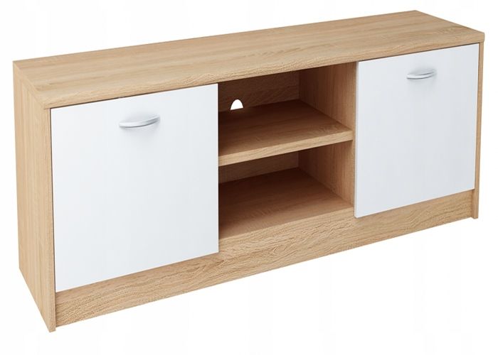 Meuble TV Chêne de Sonoma - Banc TV Table TV avec 2 portes et 2 étagères - 160 x 41 x 36 cm