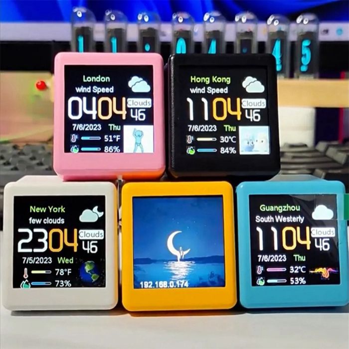 Horloge Météo Intelligente Cube 3D Avec WiFi - Affichage Holographique - Personnalisation GIF/photos - Dimensions 10x6x4.5 Cm - Noir Ou Blanc