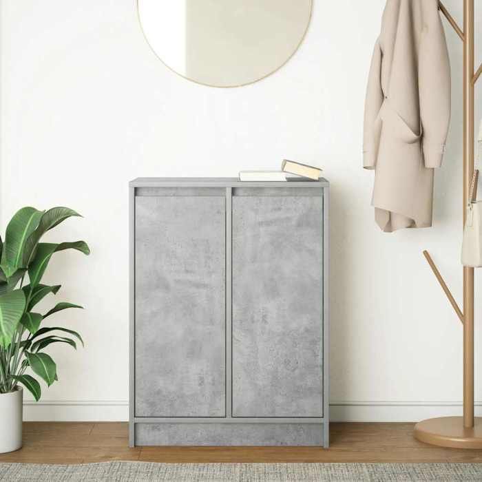 (SOLDE dété) Placard/Buffet bas - Décor salon - gris béton 57 x 34 x 76 cm bois dingénierie *aspect pratique1408100
