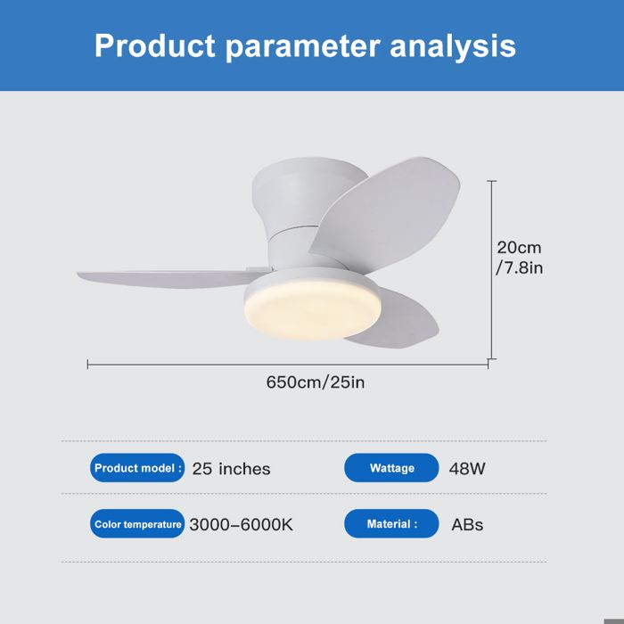 Lampes de ventilateur nordiques chambres à coucher salles détude salles à manger lampes de ventilateur de plafond Pure white