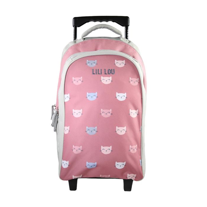 Bagtrotter - Lili Lou - Sac à Dos Scolaire - Sac à Dos à Roulettes - Gris et Rose - 2 Compartiments Zippés - 1 Poche... Bagtrotter - Lili Lou - Sac à Dos Scolaire - Sac à Dos à Roulettes - Gris et Rose - 2 Compartiments Zippés - 1 Poche...