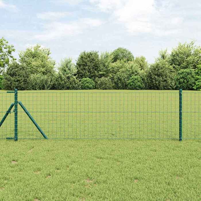 vidaXL Poteau de clôture. 13 pcs Vert Acier 42004187