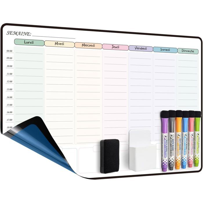Mini Tableau Blanc A5 Pliable 34x24 Cm - Planificateur Hebdomadaire Avec Stylos Et Gomme