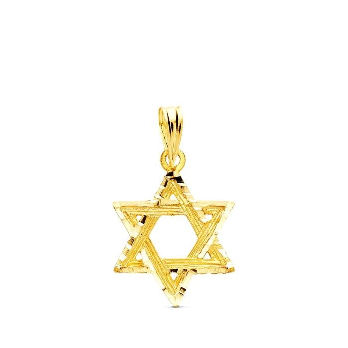 Pendentif étoile de David en or 9 carats avec sculpture de 18 mm