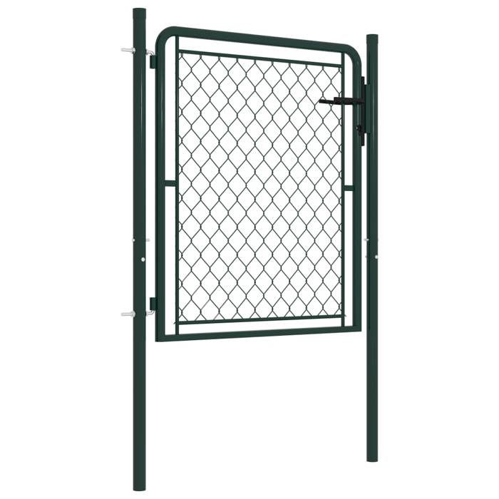 Portail de jardin en acier - GKO - Vert - 100x150 cm - Hauteur du panneau 100 cm - Largeur réglable 97-102 cm