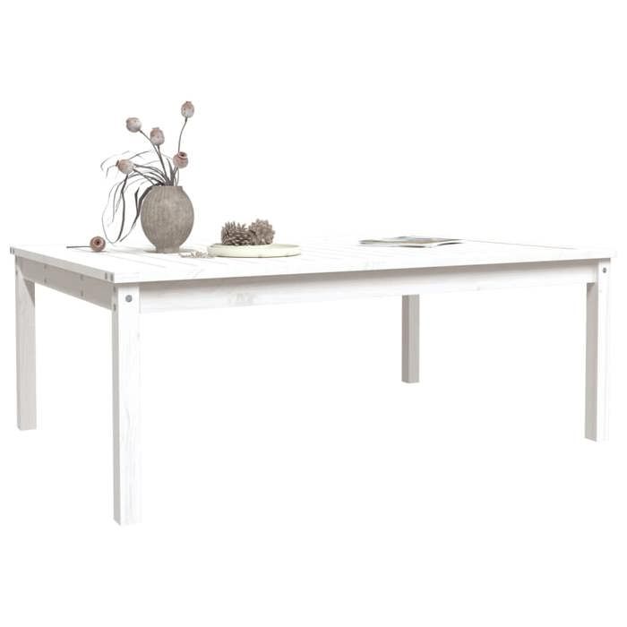 Black Friday Table à dîner de jardin BURKE 2/4 PERSONNES blanc 121x82 5x45 cm bois massif de pin TTT645