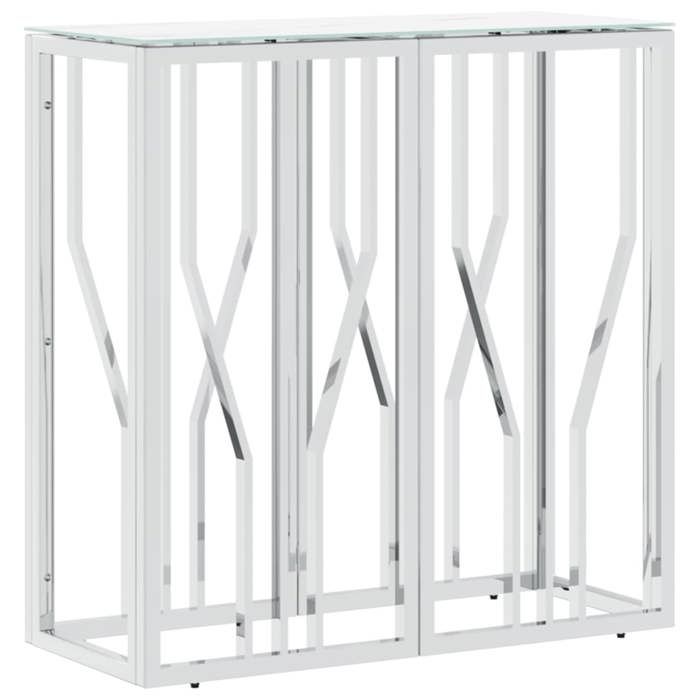 SALE 2026Table console Table d’Appoint de Salon - Cabinet salon argenté 70x30x70cm - Acier inoxydable et verre 11.78 Kg 6850446