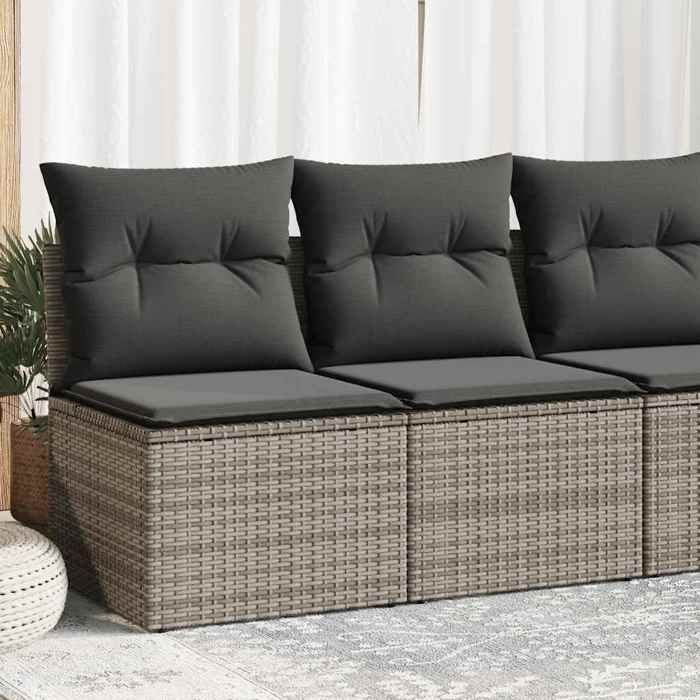 SALE 2026 meuble dextérieur arrière-cour terrasse Gris - Salon de jardin 2 pcs avec coussins gris résine tressée acacia PRO3089