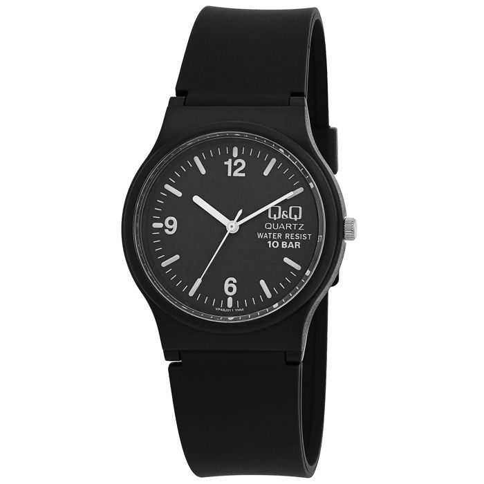 Montre bracelet - Q&Q - Miyota 2035 - 34 mm - Étanche 10 ATM - Silicone noir