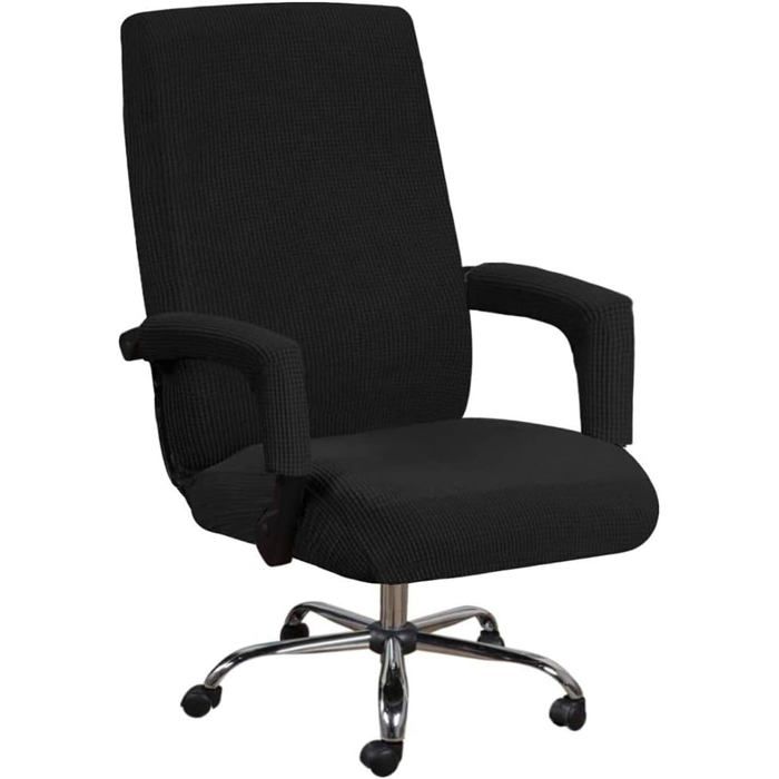 2 pièces housse chaise bureau extensible en polyester élastique avec housses accoudoirs noir XL pour sièges rotatifs .