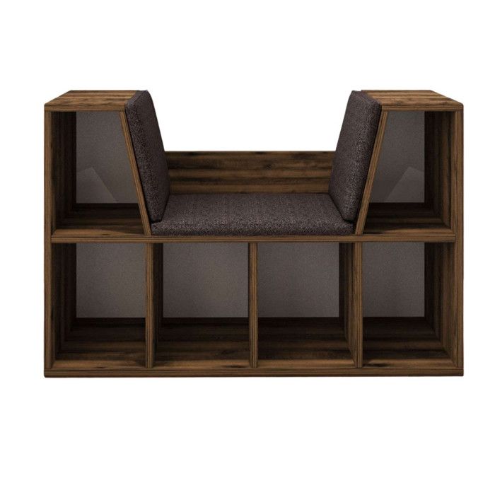 Bibliothèque avec assise en bois Livora - 103 x 30 x 63 cm - Marron