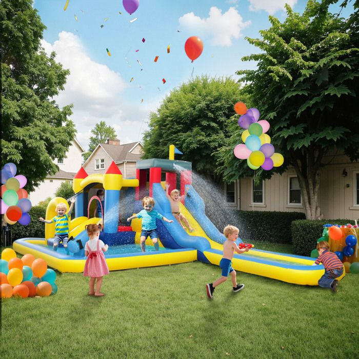 Château Gonflable 5 En 1 Avec Souffleur, Parc Aquatique Structure Gonflable Toboggans Trampoline Multicolore 211633154 Château Gonflable 5 En 1 Avec Souffleur, Parc Aquatique Structure Gonflable Toboggans Trampoline Multicolore 211633154