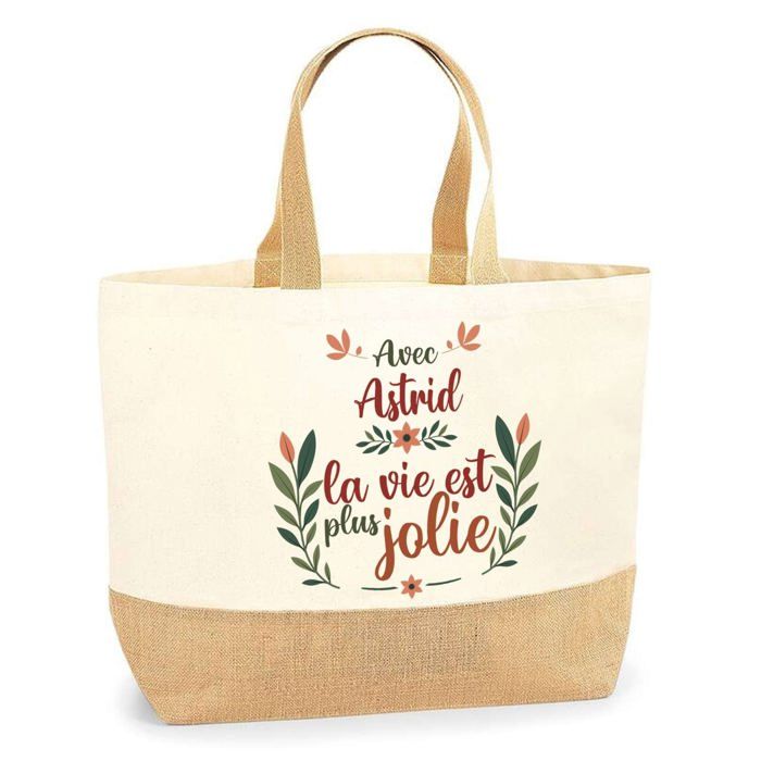 Tote bag - PLANETEE - Astrid la vie est plus jolie - Jute naturel - Fabriqué en France - Multicolore