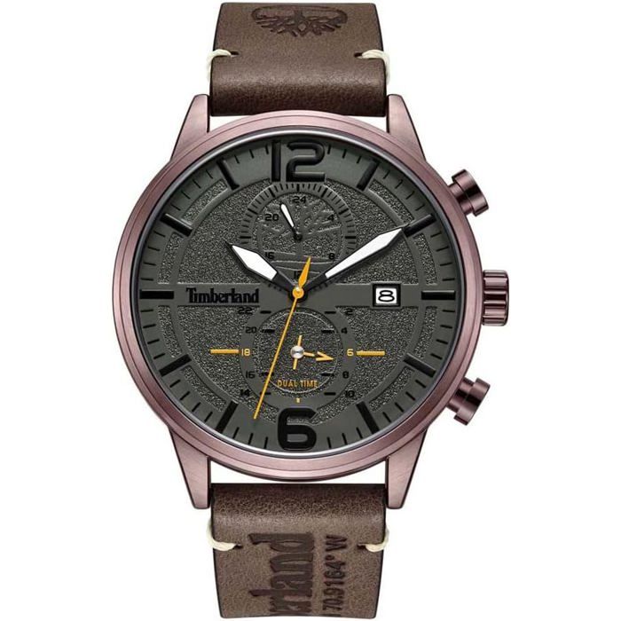Montre analogique en cuir - Timberland® - Quartz - Cadran analogique - Bracelet marron - Cadran noir - Diamètre 46 mm Montre analogique en cuir - Timberland® - Quartz - Cadran analogique - Bracelet marron - Cadran noir - Diamètre 46 mm