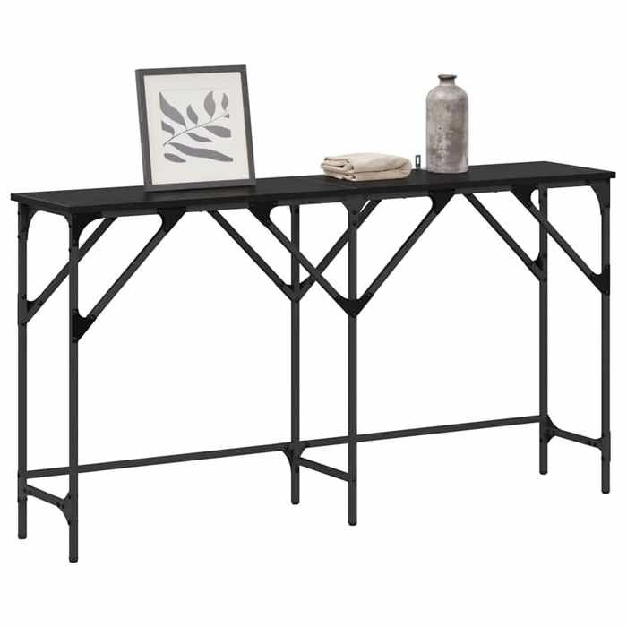 Console Meuble - Noir - Table d’Entrée - Chêne noir 140x29x75 cm Bois dingénierie T9721