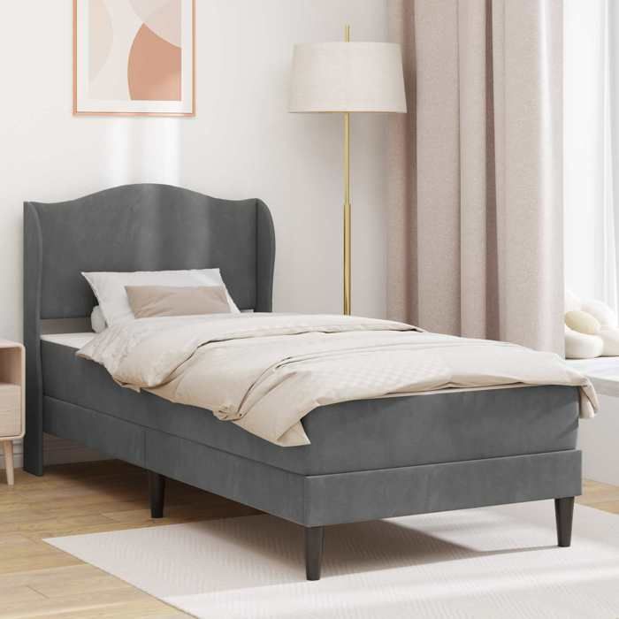 vidaXL Cadre de lit avec tête de lit Gris foncé 90 x 190 cm Velours 3415367