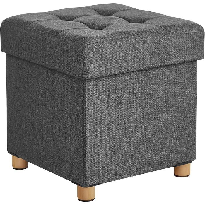 Tabouret de Rangement Petit Pouf Pliable 38 x 38 x 40 cm Repose-Pieds Cubique avec 38P x 38l x 40H cm Gris o