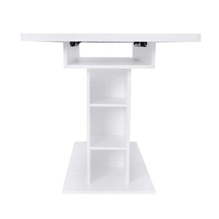 Ensemble table à manger extensible et 4 chaises – Table rectangulaire blanche – Rangements intégrés