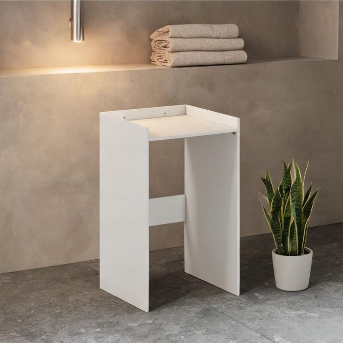 Meuble de salle de bain colonne en bois blanc avec niche ouverte et rangement pour lave-linge 64 x 60 x 975 cm style