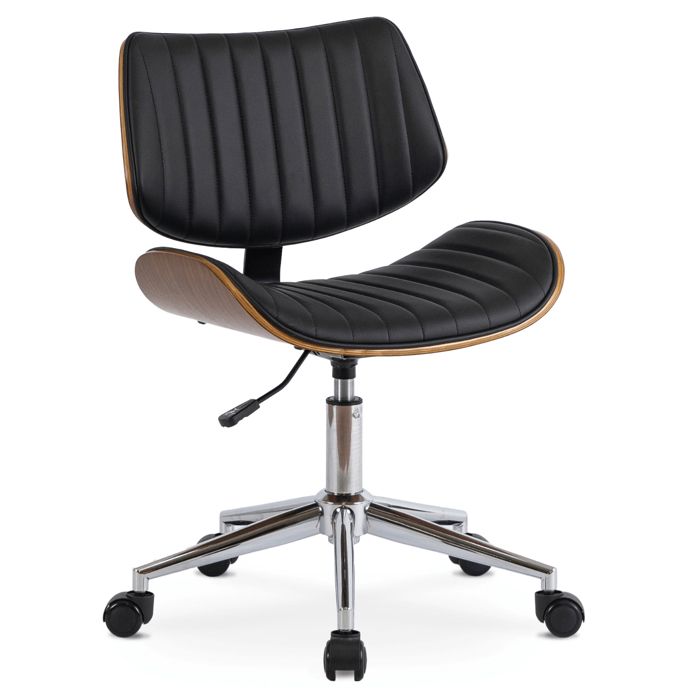 Fauteuil de bureau pivotant TEXAS cuir écologique noyer/noir style moderne