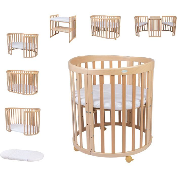 Waldin Lit Bébé Ovale 7en1 Évolutif Matelas - Naturel - Sans ensemble de tissu (lit seul) Waldin Lit Bébé Ovale 7en1 Évolutif Matelas - Naturel - Sans ensemble de tissu (lit seul)