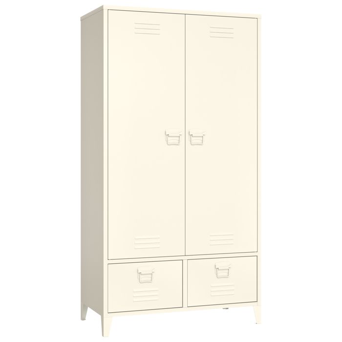Armoire en métal 2 portes avec penderie blanche MAEVA Armoire en métal 2 portes avec penderie blanche MAEVA