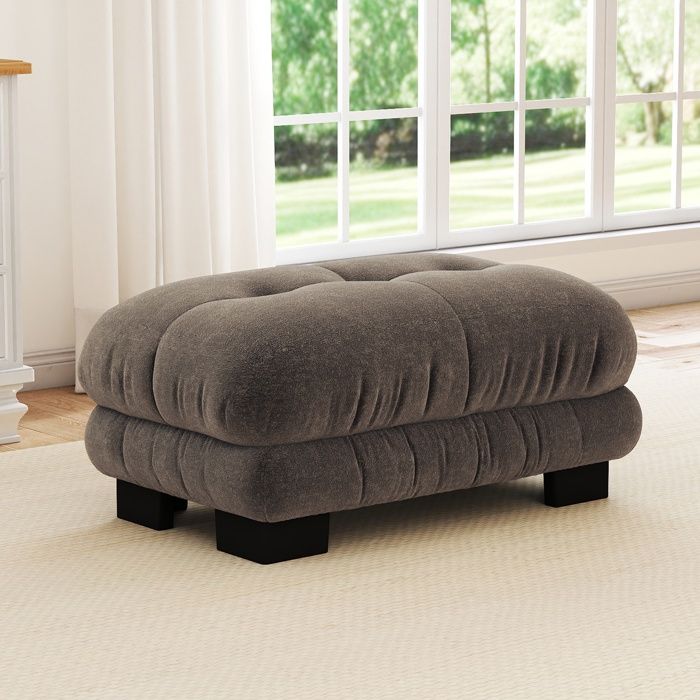 Pouf Repose-Pieds Salon - 112x68x52 cm - Ottoman Velours Confortable en Chenille - Marron