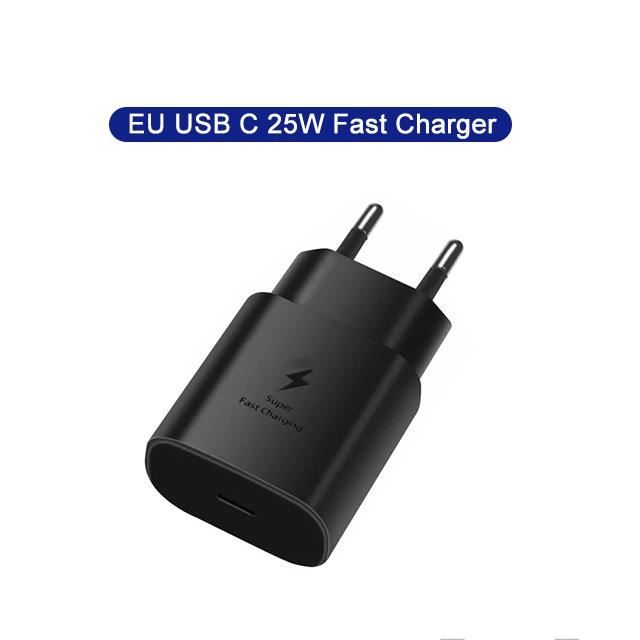 Chargeur EU 25W Noir-Chargeur rapide d'origine pour Samsung, câble USB C  vers type C, PD 25W, Samsung Galaxy - Cdiscount Téléphonie