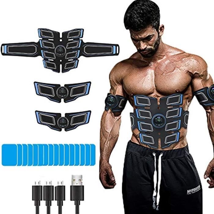 EMS Ceinture Abdominale Electrostimulation, Musculaire Stimulateur  Appareil, Electrostimulateur Musculaire, Ceinture de Musculation Abdominale  avec 8