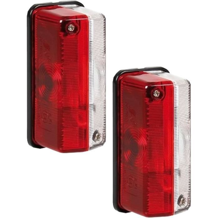 Feux De Gabarit LED Maso Pour Remorque | Lot De 2, Blanc Et Rouge | 12V, étanches | Hauteur 20 Cm | Pour Camion, Caravane
