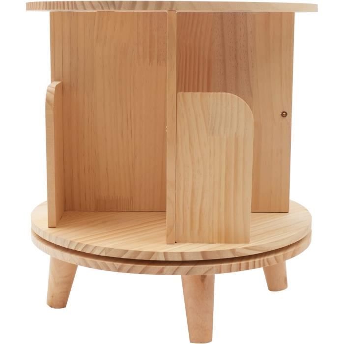 Bibliothèque Rotative à 2 étages En Bois Massif - Étagère Sur