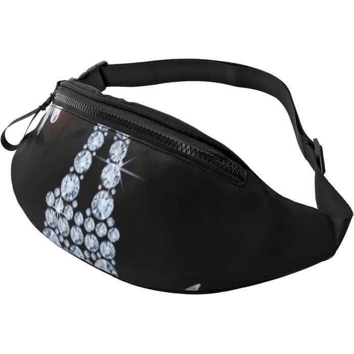 Sac Banane Unisexe Noir – Nylon Léger, Ceinture Réglable, 21x13x6 Cm – Pour Sport, Randonnée, Voyage