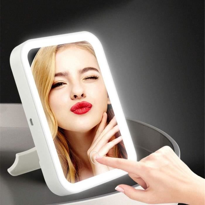 Miroir De Maquillage LED Rotatif Ovale DRIWEI - Lumière Touch, USB, 29 Cm, Neuf
