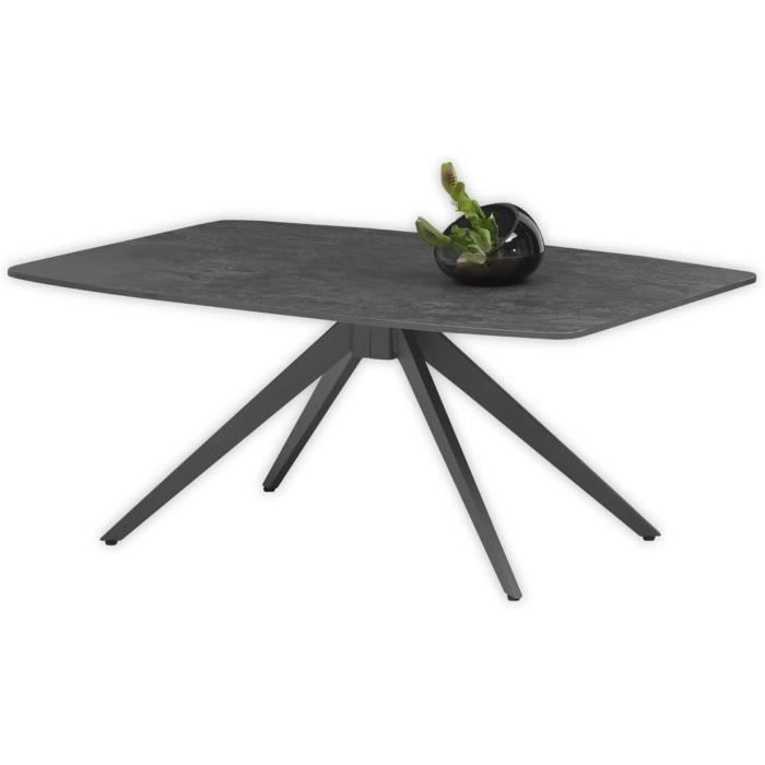 finn basse style industriel, anthracite – table de salon moderne avec plateau en céramique et structure en métal, 110 x 45 x [d907]