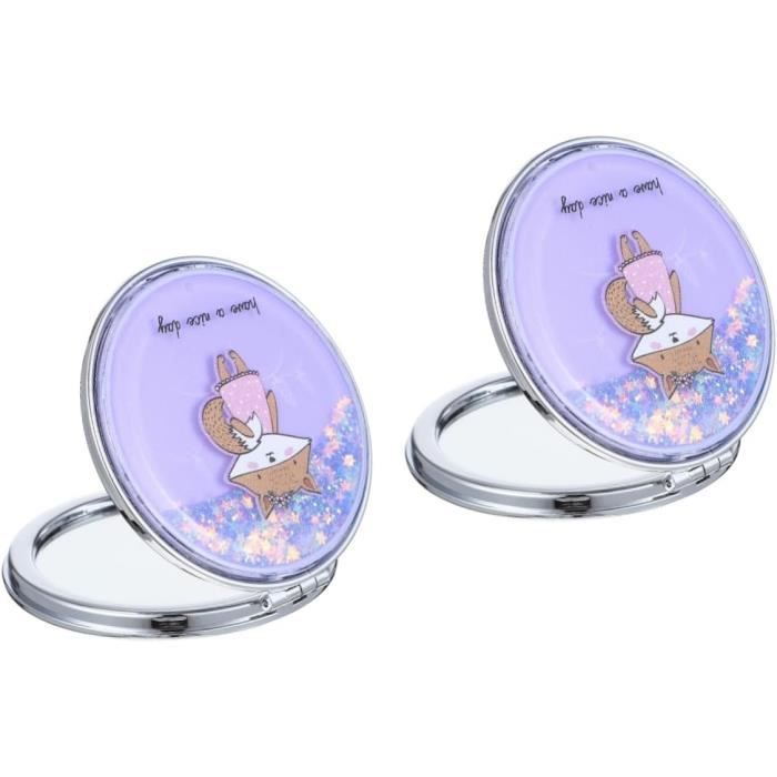 Miroir De Poche Avon En Forme De Cœur Rose - Motif Chat Mignon, Double Face, Parfait Pour Le Sac à Main
