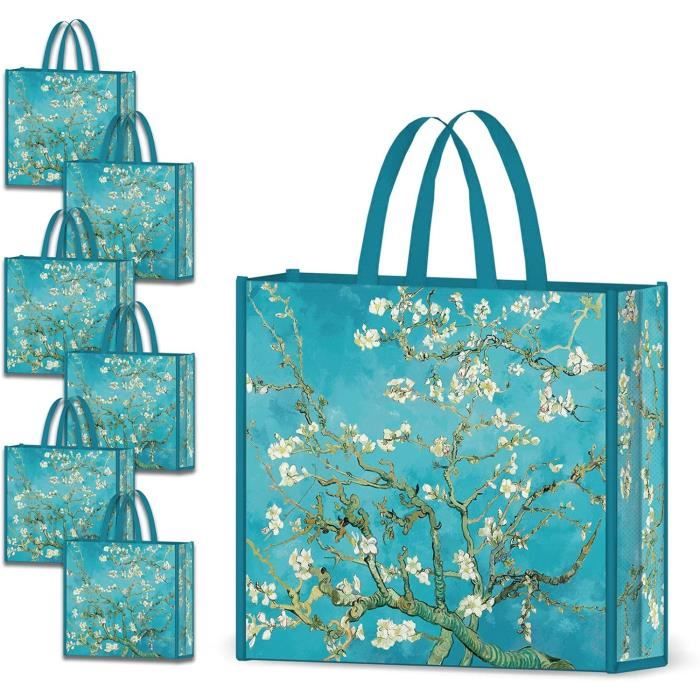 YanBous Set De 6 Sacs De Courses Pliables Écologiques - Grand Sac Réutilisable 55x37cm Lavable En Machine - Idéal Courses Quotidiennes & Rangement