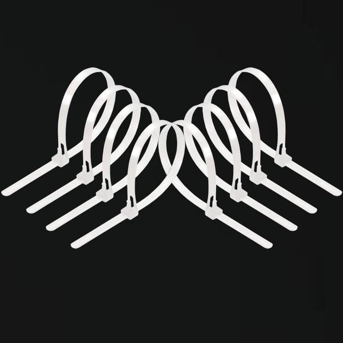 Intervisio Collier De Serrage 200 X 4,8 , Attache Câble, Serre Câbles Rilsan Nylon