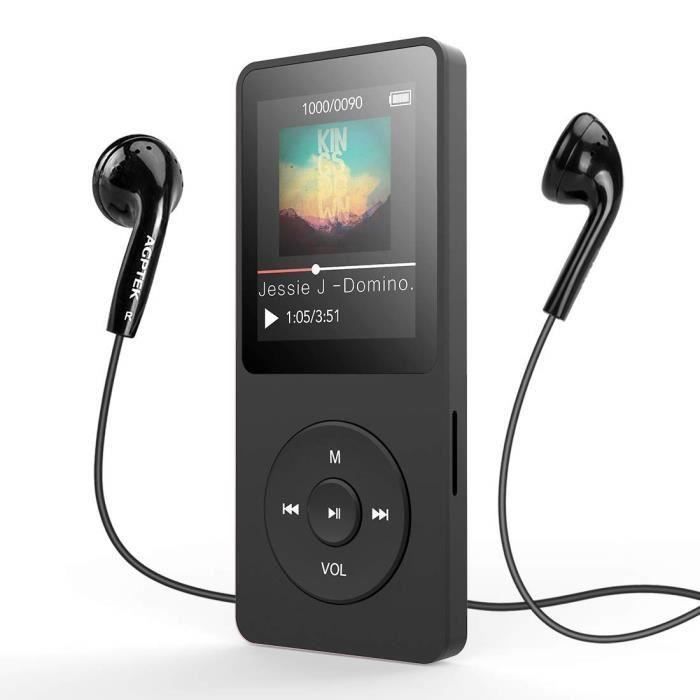 Lecteur MP3 Bluetooth 8Go Ecran 1.8” AGPTEK Baladeur Musique HiFiMulifonction Radio FM