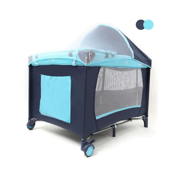 Lit Parapluie Lit De Voyage Avec Matelas 2 Niveaux Leger Lit Pliant Table A Langer Bleu Bleu Achat Vente Lit Pliant Cdiscount