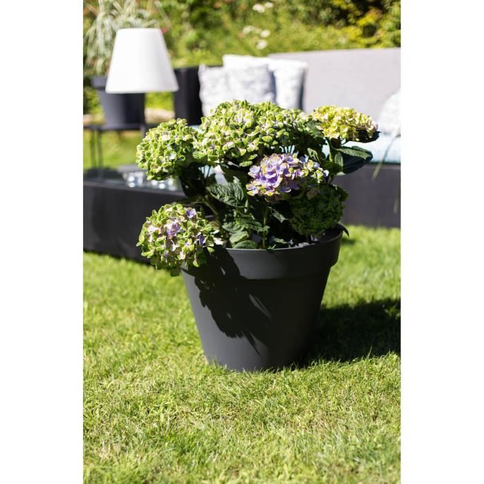 Pot de fleur rond haut en polyethylène Pure blanc 40cm - Cdiscount