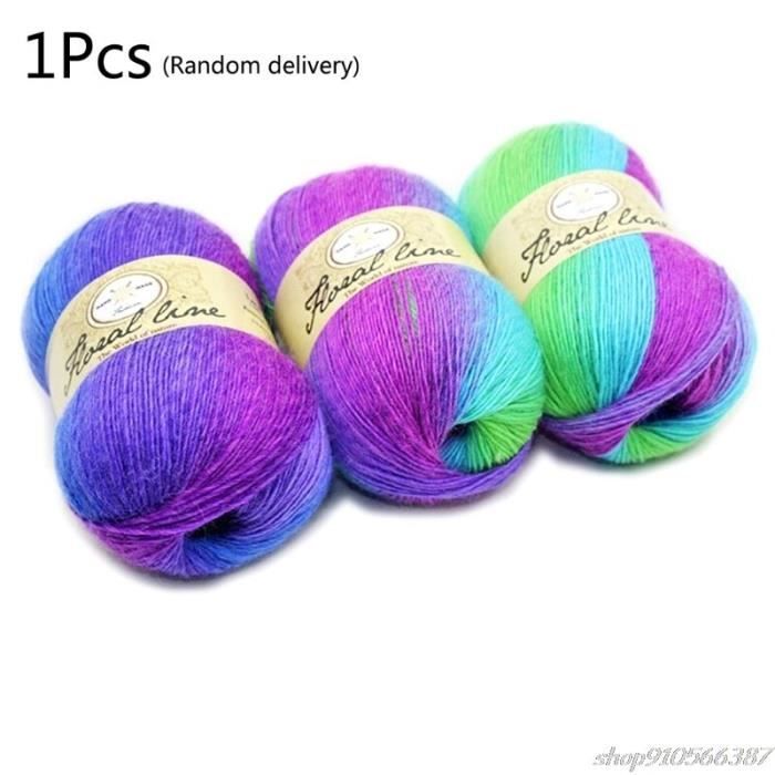 100 Grammes De Fil De Velours Dégradé Headba - Arc-en-ciel - Pour Crochet Et Tricot - Polyester