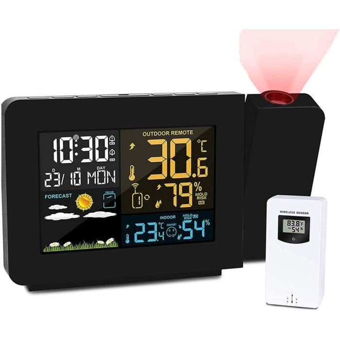 Mini Station Météo Holographique 3D - Horloge Numérique WiFi - Cadre Photo - Affichage Animations - Noir