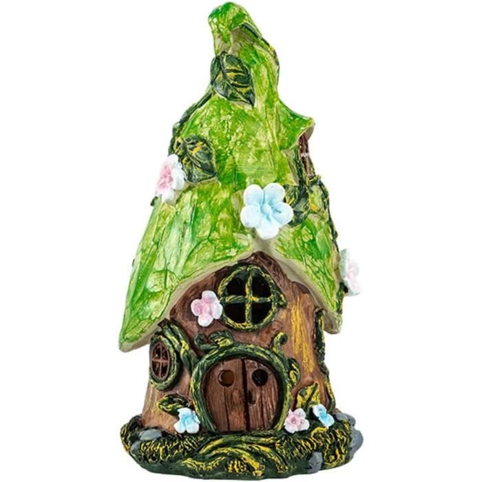 Statue de Jardin Solaire Maison d'Arbre en Résine Décoration