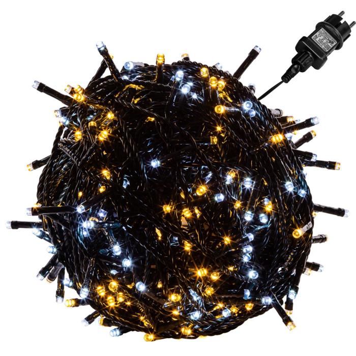 Guirlande lumineuse LED VOLTRONIC 40m - 400 LED - chaud/froid - câble vert