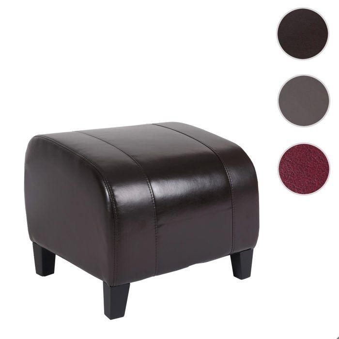 Tabouret pouf cuir EMMEN 37x45x47cm ~marron Tabouret pouf cuir EMMEN 37x45x47cm ~marron