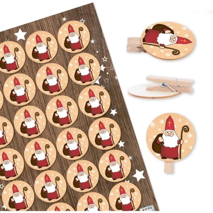 24 Ciondoli Natalizi In Legno Con Angelo, Tromba E Fiori Glitterati - Decorazioni Per Albero, Calendario Avvento E Regali Fai Da Te - Logbuch-Verlag