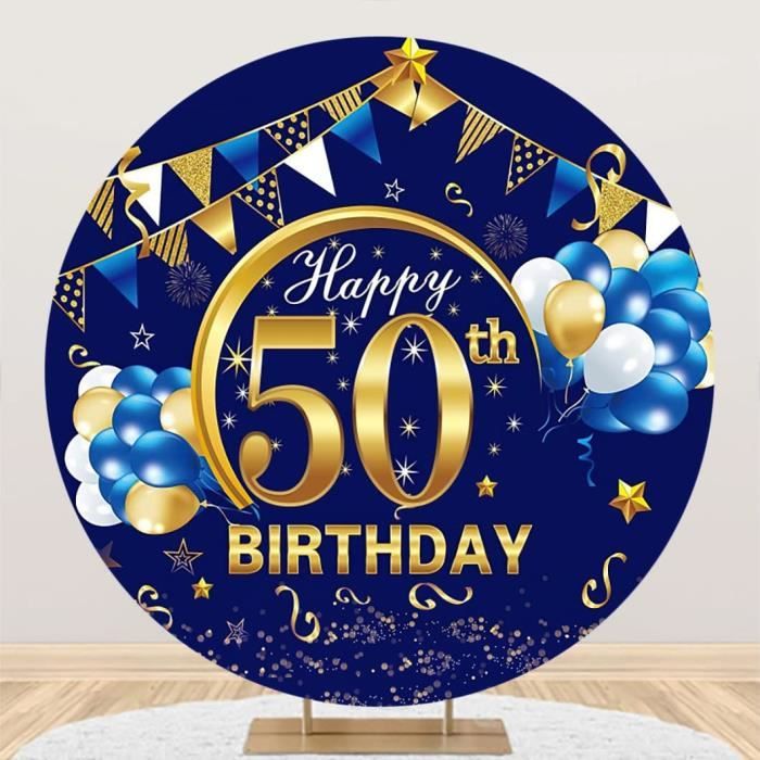 Toile de fond Anniversaire Personnalisé Fleurs Or Élégance 50ème MRR3-164