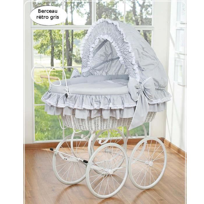 Berceau Bebe Retro Osier Complet Blanc Et Gris Cdiscount Puericulture Eveil Bebe