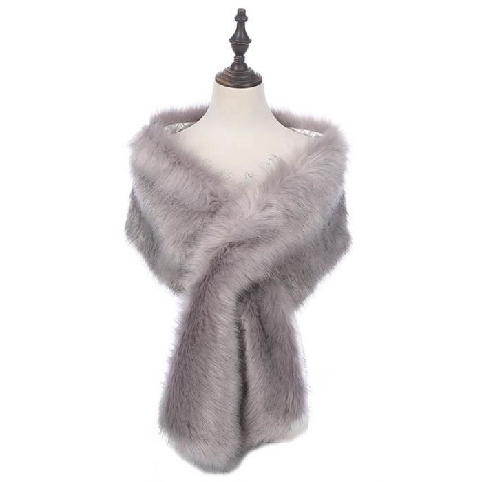 Châle Écharpe Foulard en fausse fourrure Chaud Femme Hiver Gris Clair Gris Cdiscount PrêtàPorter