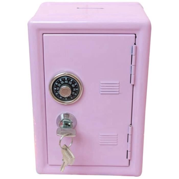 Petite caisse à monnaie avec serrure à clé, portable, double couche en  acier verrouillable, boîte de rangement de pièces de monnaie (rose) :  : Bricolage